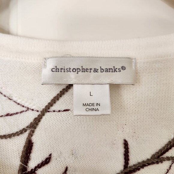 Embroidered Cardinal Sequins Cardigan Sweater Cream Red Grandma Winter Holiday - Picture 8 of 13